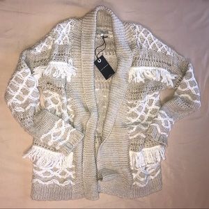 LUCKY BRAND FRINGE CARDIGAN